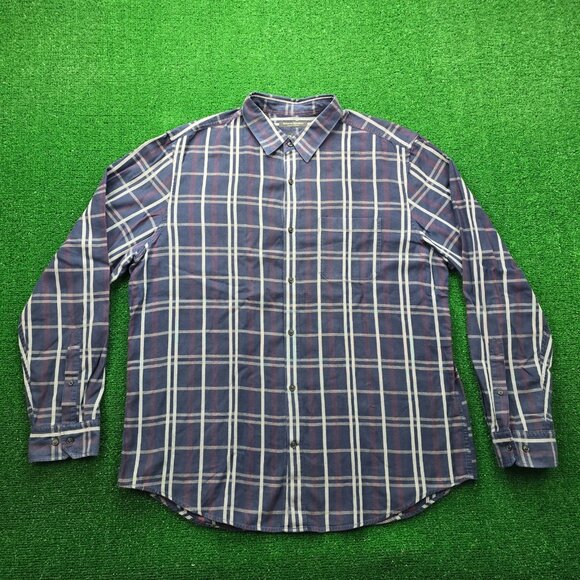 Banana Republic Shirt Mens XL Blue Plaid Button Up Camden Luxe Flannel Preppy - Picture 1 of 10